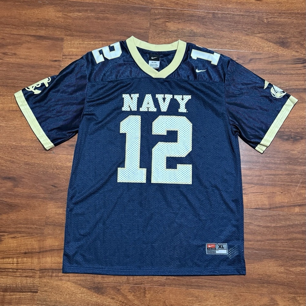 Vintage Nike Navy Midshipmen Roger Staubach 12 NCAA Football Jersey Red Tag XL
